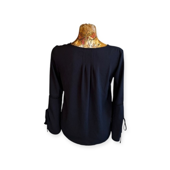 RO & DE blouse statement sleeves black top XS - Picture 4 of 9